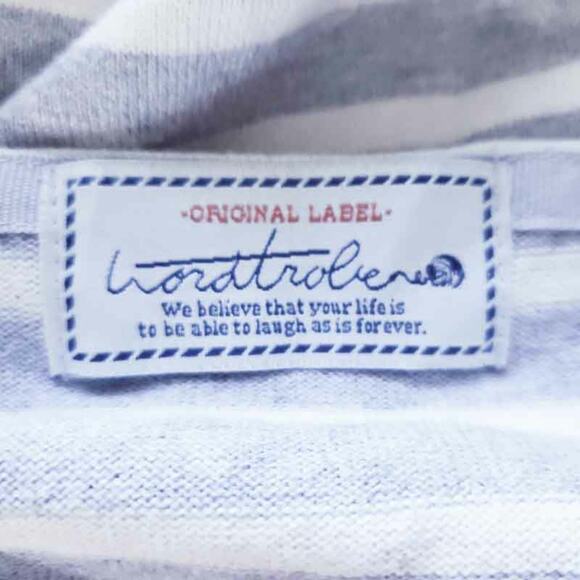 Wordtrober Ladies Casual Shirt Stripe Gray Cream Long Sleeve Fits Like Small - Picture 4 of 7